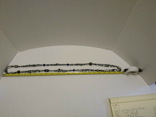 5 Strand Bead Necklace Blue & Clear Beads Ceramic & Metal beads