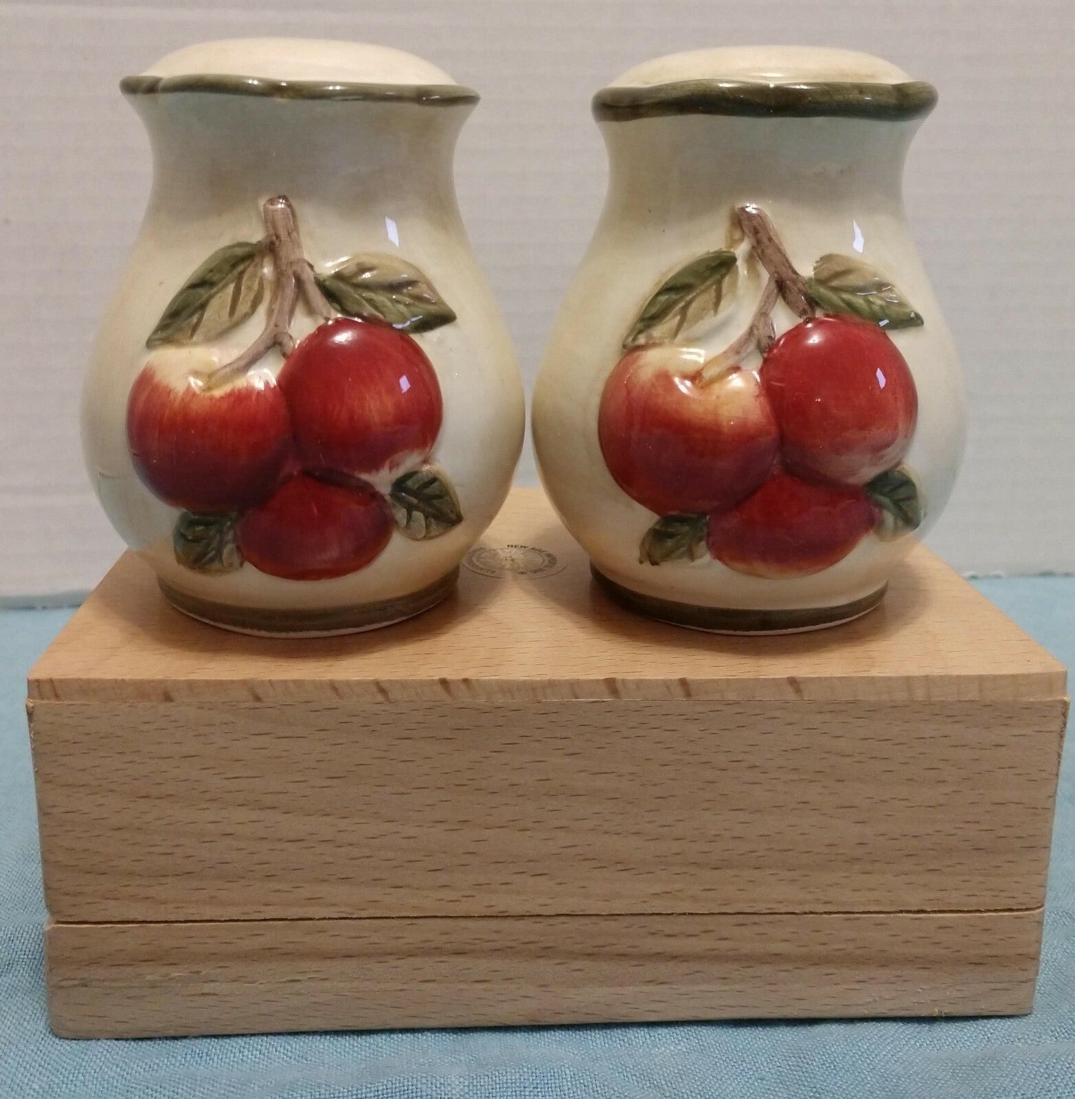 Vintage Porcelain Ceramic  Salt & Pepper Shakers with Cherries