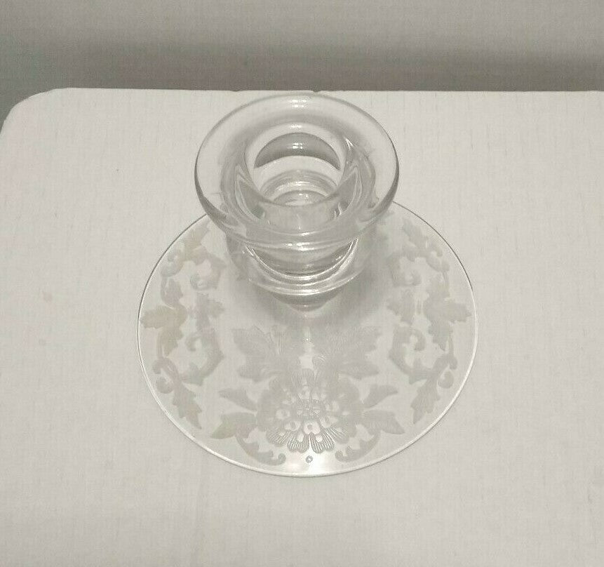 Vintage Cambridge Lorna Pattern Etched Depression Candle Holders