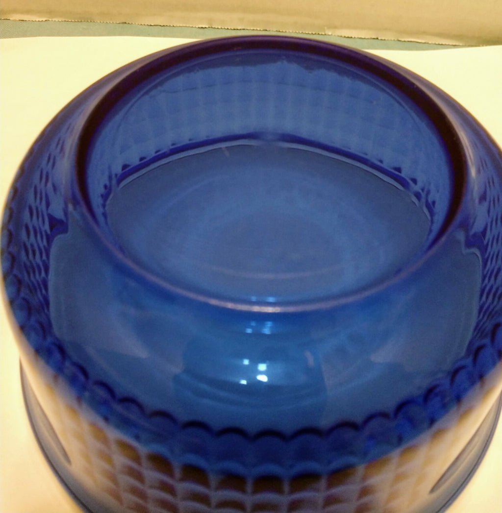 Mexican Cobalt Blue Checkered Texture Glass Bowl