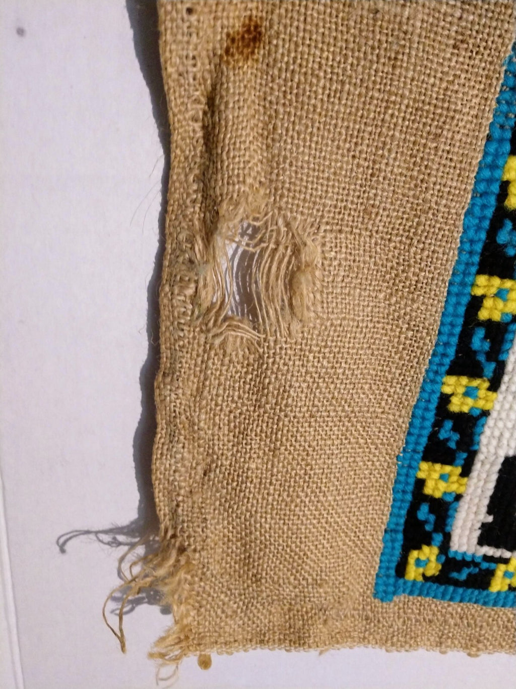 Antique Needlepoint Wall Hanging Unframed