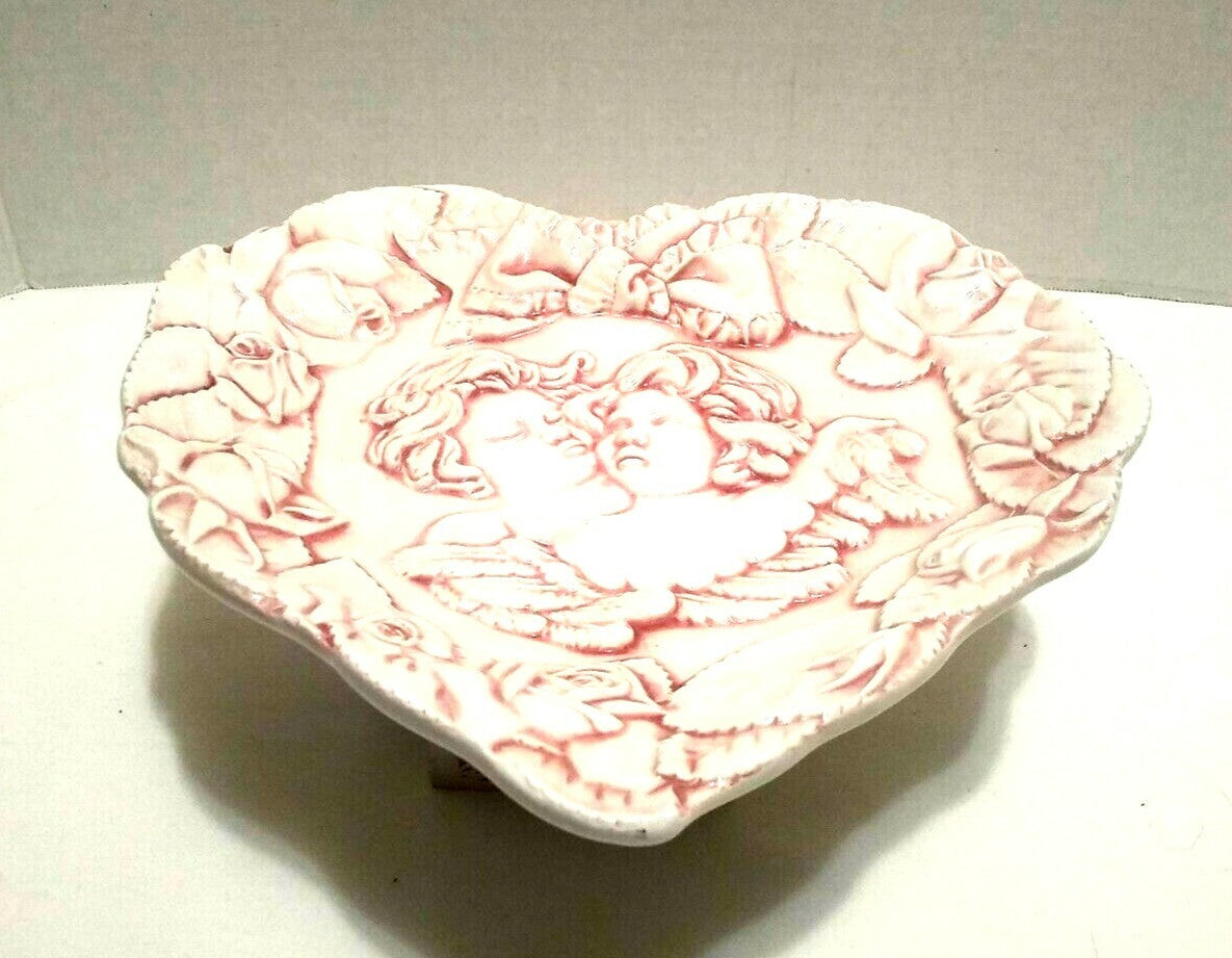 Cherub Heart Shaped Porcelain Dish #7360 Italy