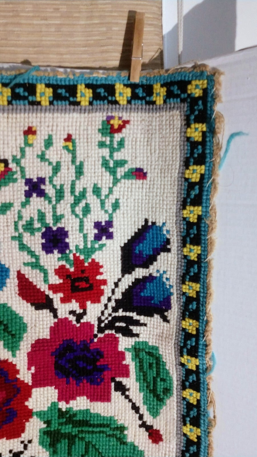 Antique Embroidered Wall Hanging Unframed