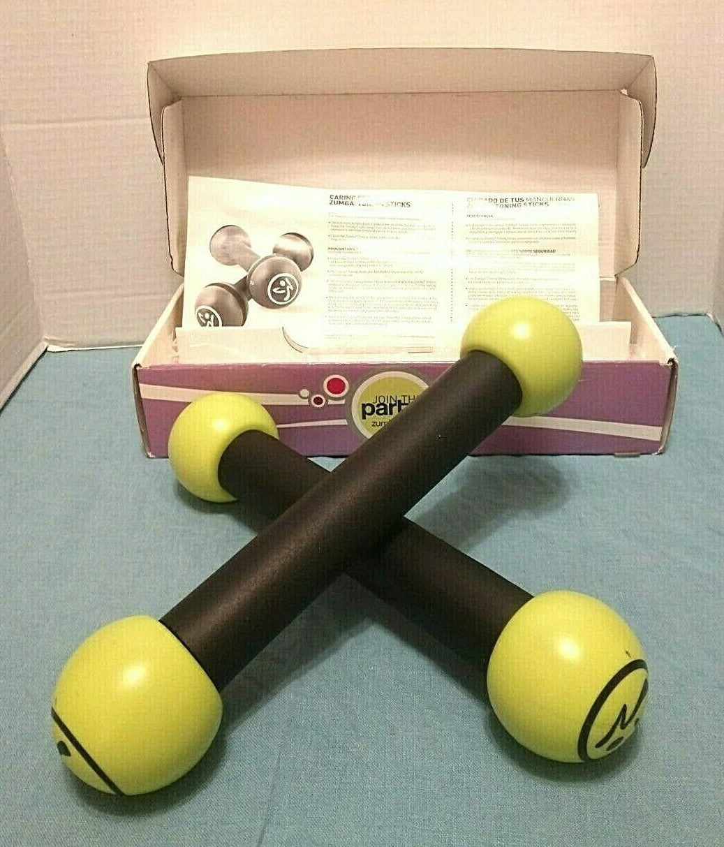 Zumba Toning Sticks Green/Yellow Shaker Workout Weights