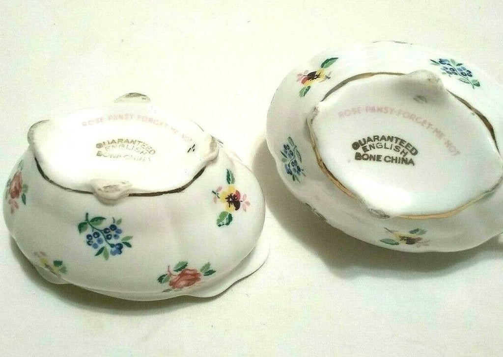 Vintage Royal Stafford Fine Bone China Mini Creamer and Sugar Forget Me Not