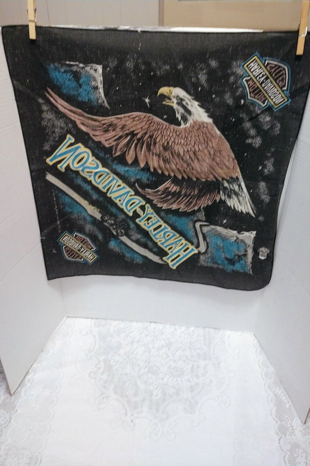Vintage Harley Davidson Bald Eagle Scarf Bandana Handkerchief