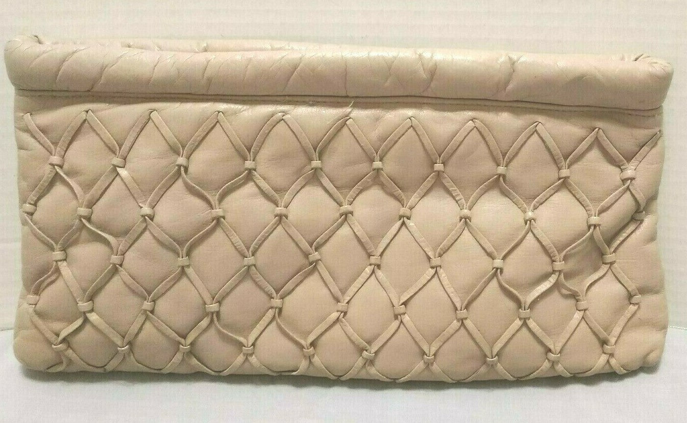 Vintage Leather Handbag Purse Cross-Body Taupe