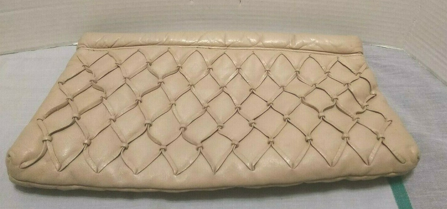 Vintage Leather Handbag Purse Cross-Body Taupe