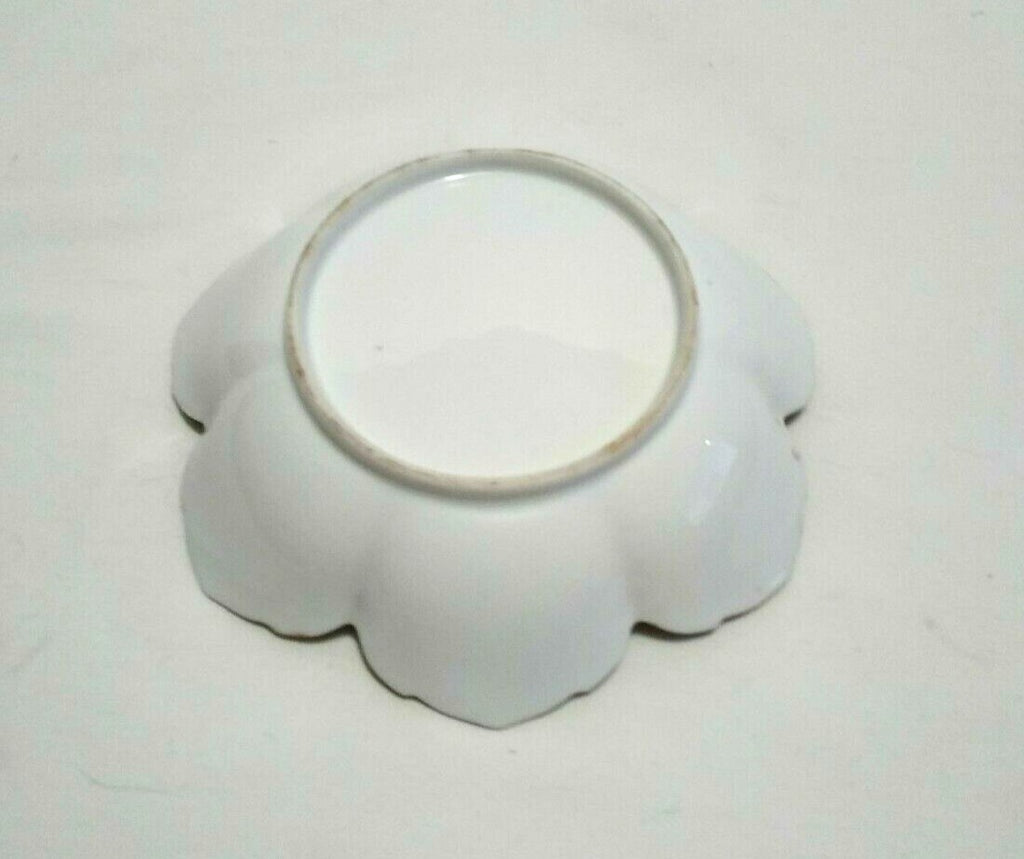 Porcelain Candy Dish with Multi Color Flowers Gold Trim