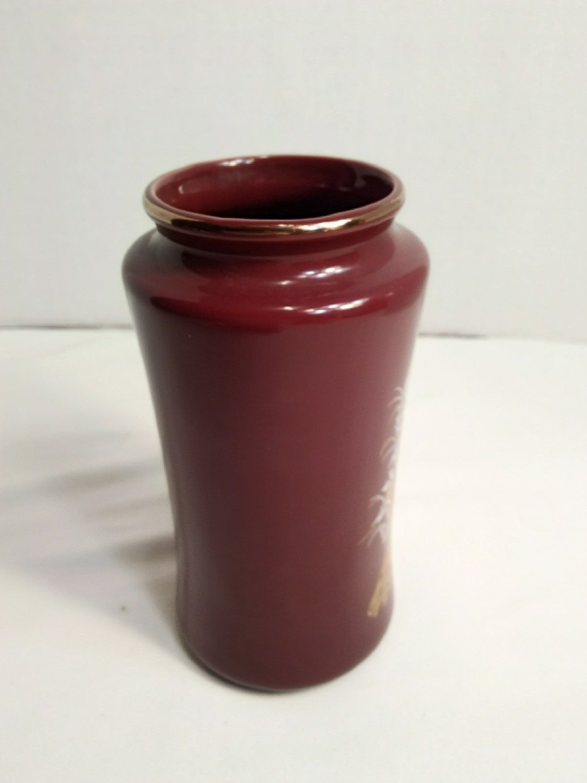 Peacock Gold Rim Vase with Gold Accents