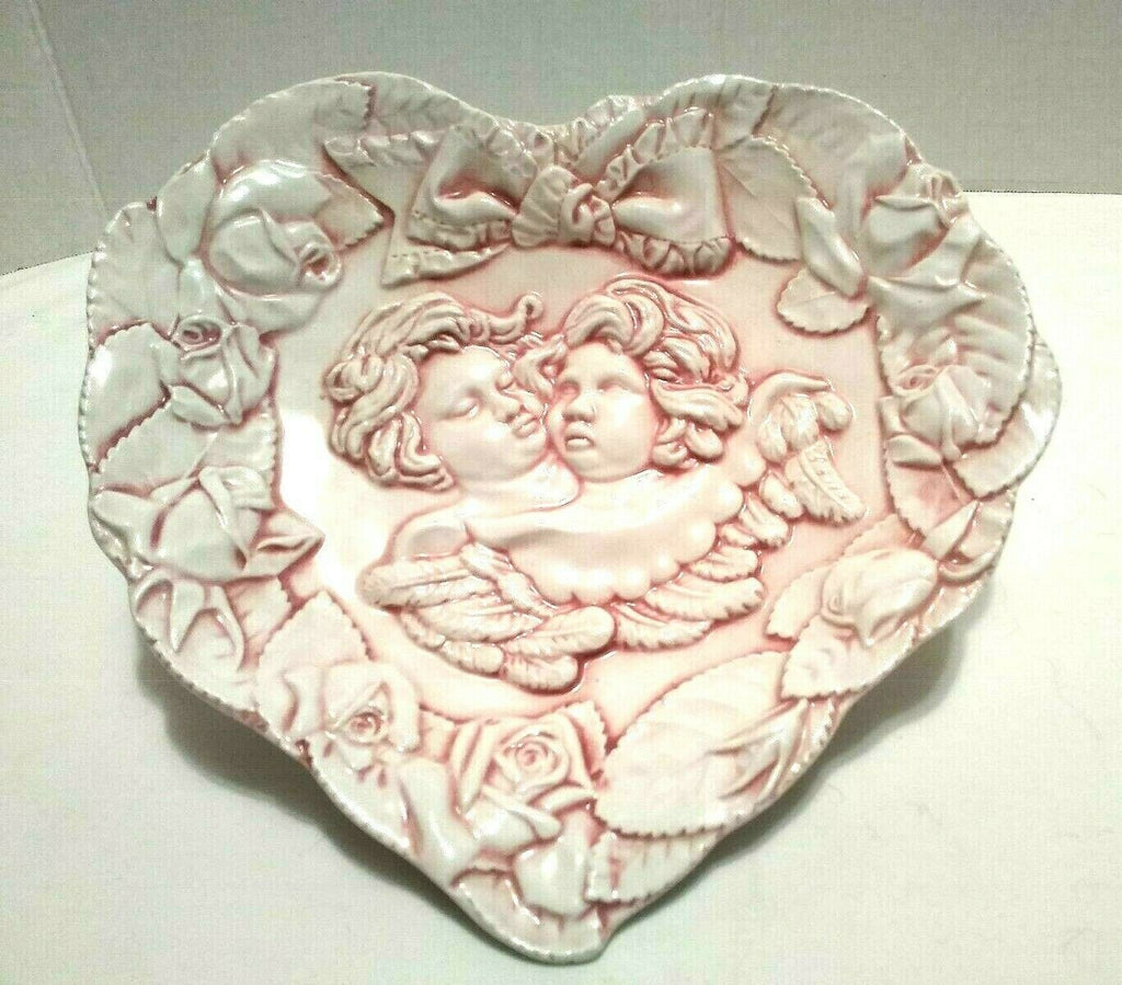 Cherub Heart Shaped Porcelain Dish #7360 Italy