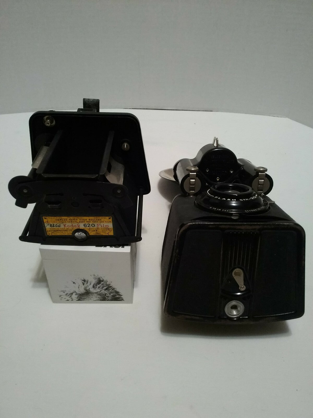 Vintage 1950's Kodak Flash Brownie Six-20 Box Camera & Flash Holder Unit