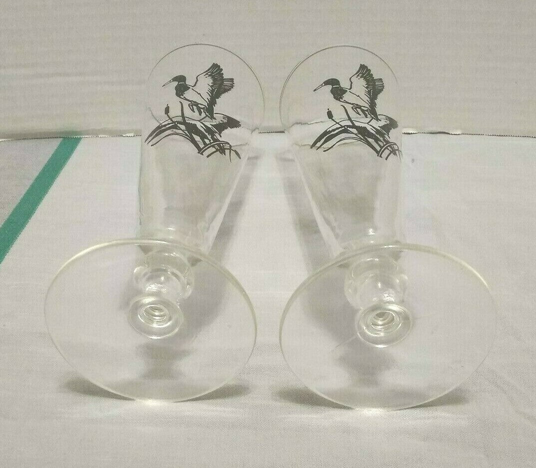 Vintage Mallard Ducks Hand Painted Beer/Stein Glass