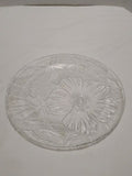 Clear Glass Round Serving Tray Plate with Etched Floral Design 10"