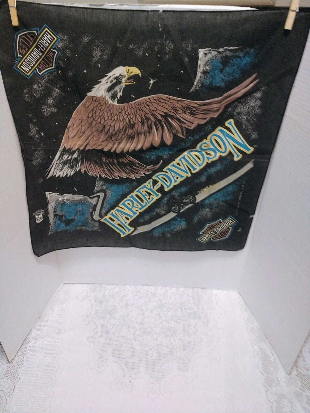 Vintage Harley Davidson Bald Eagle Scarf Bandana Handkerchief