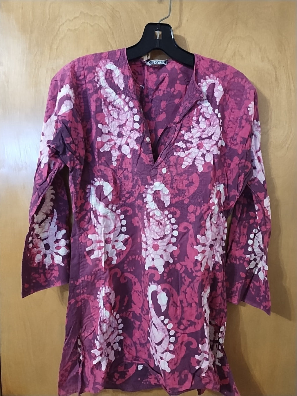 Batik Cotton Collarless Shirt