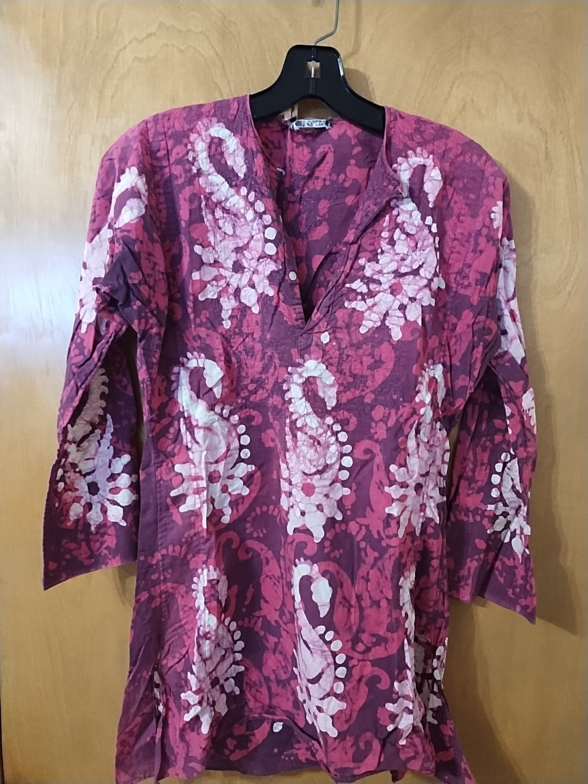 Batik Cotton Collarless Shirt
