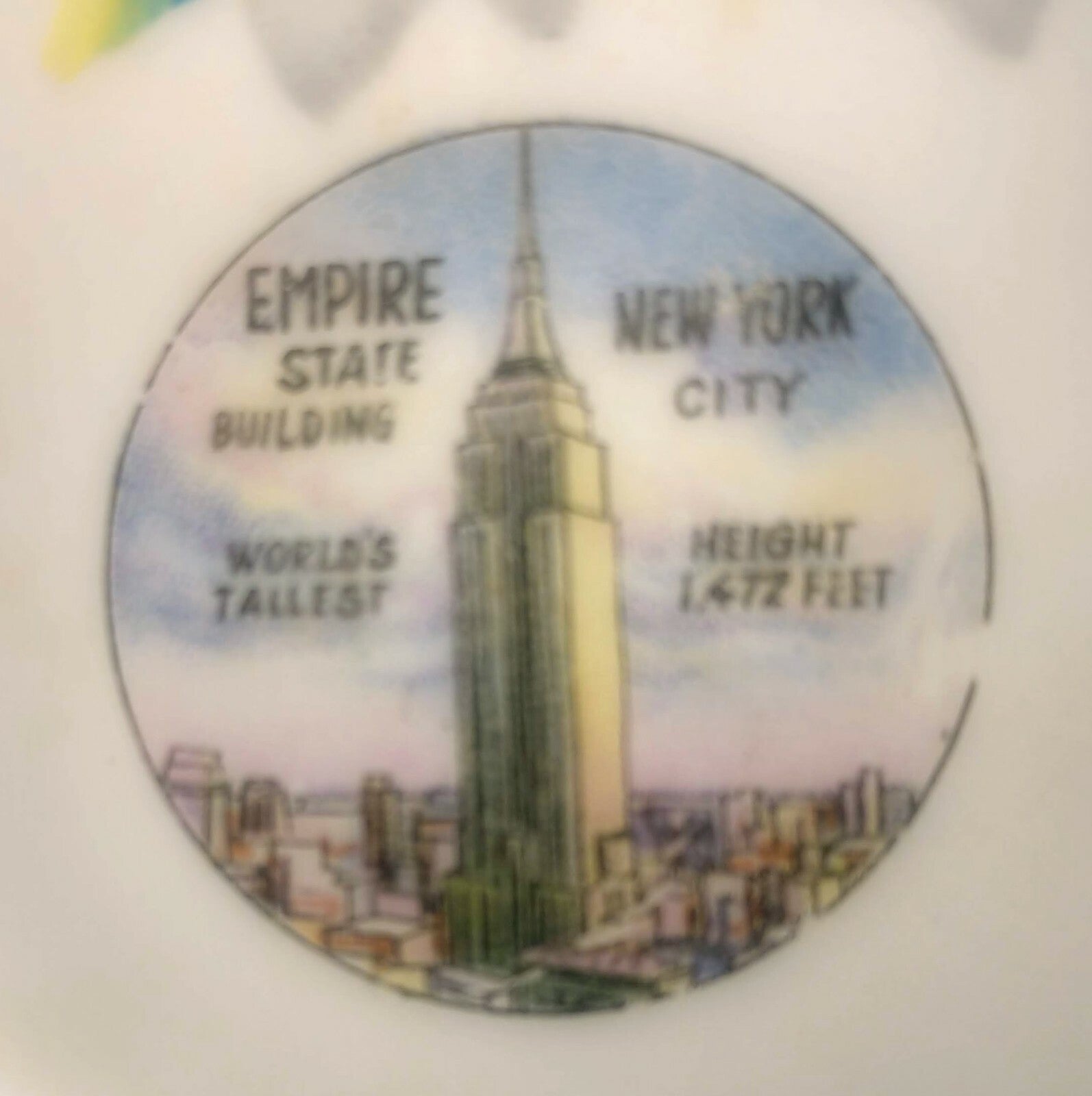 Vintage Empire State Building World's Souvenir Saucer Gold Rim