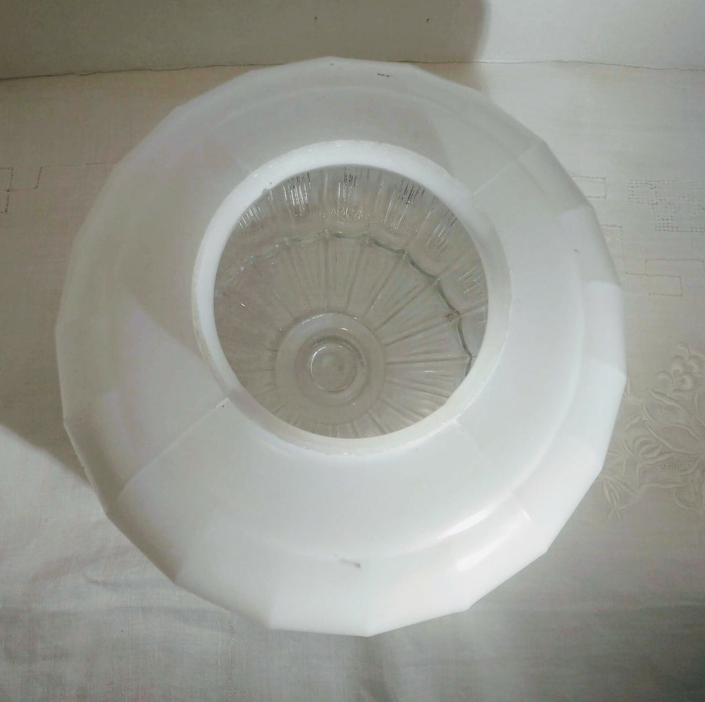 Vintage Ceiling Light Fixture Round Clear Frosted Glass Globe