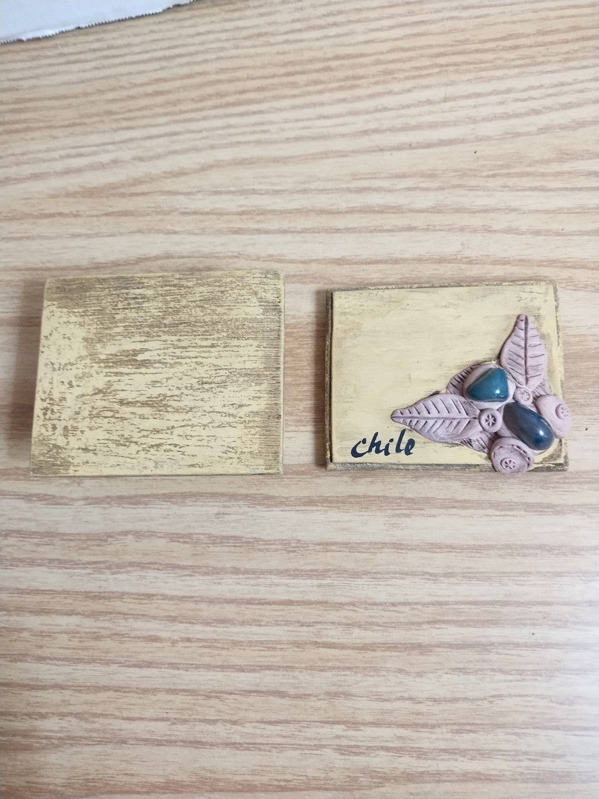 Vintage Small Wood Box with small Semi Precious Stones