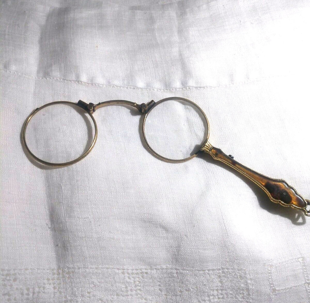 Antique Lorgnette Magnifying Opera Glasses Gold Plated