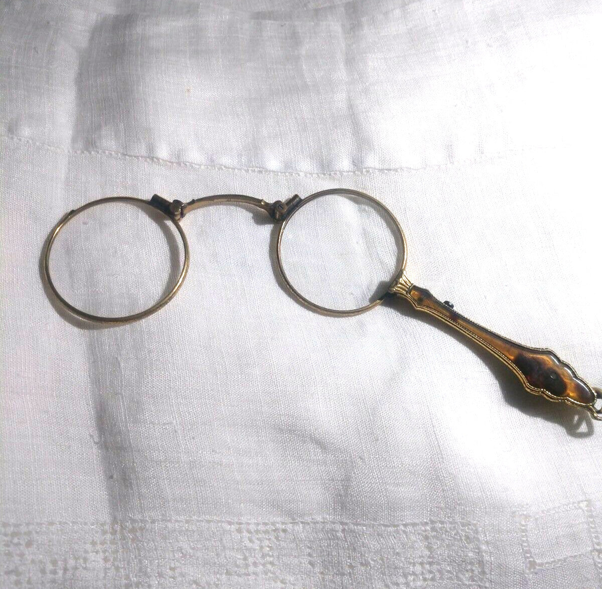 Antique Lorgnette Magnifying Opera Glasses Gold Plated