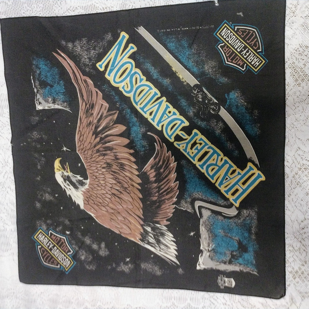 Vintage Harley Davidson Bald Eagle Scarf Bandana Handkerchief