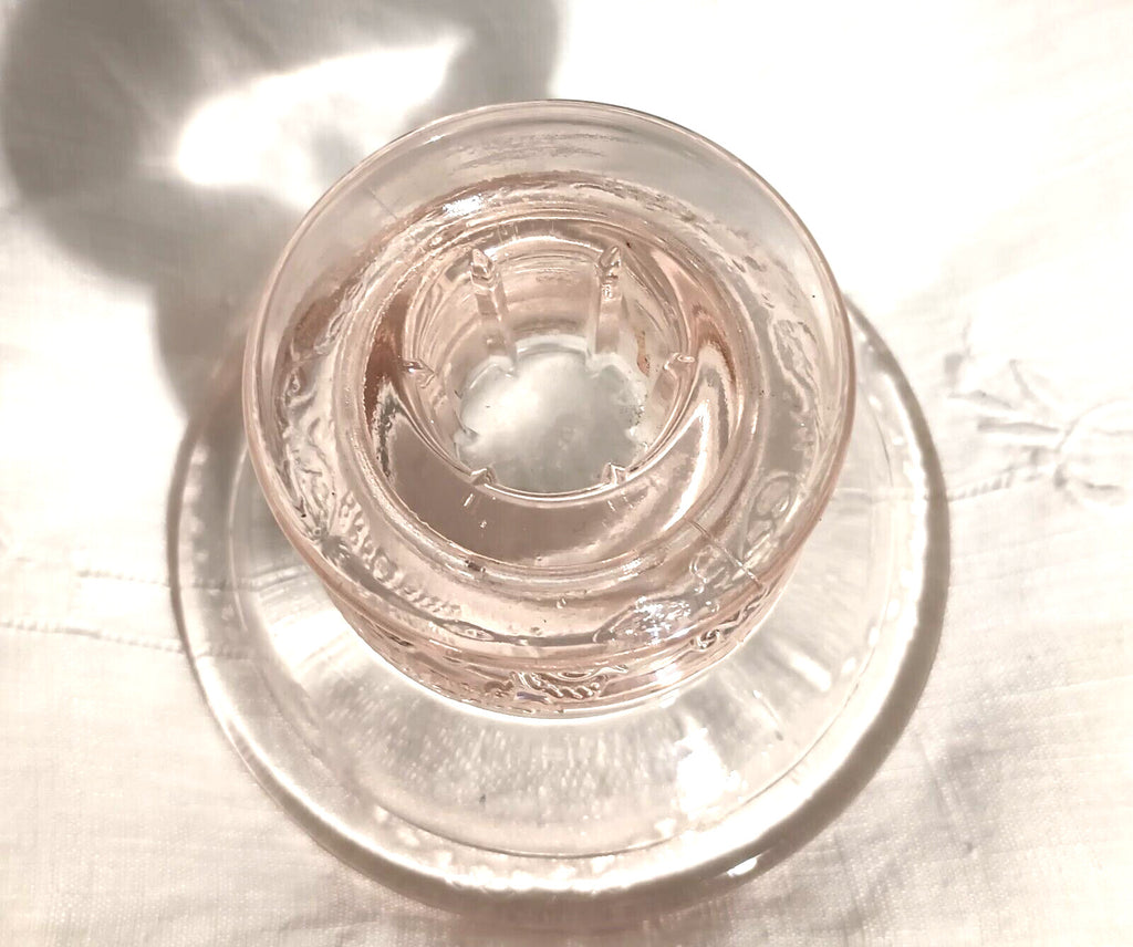 Vintage Pink Peach Depression Glass Candlestick Holders