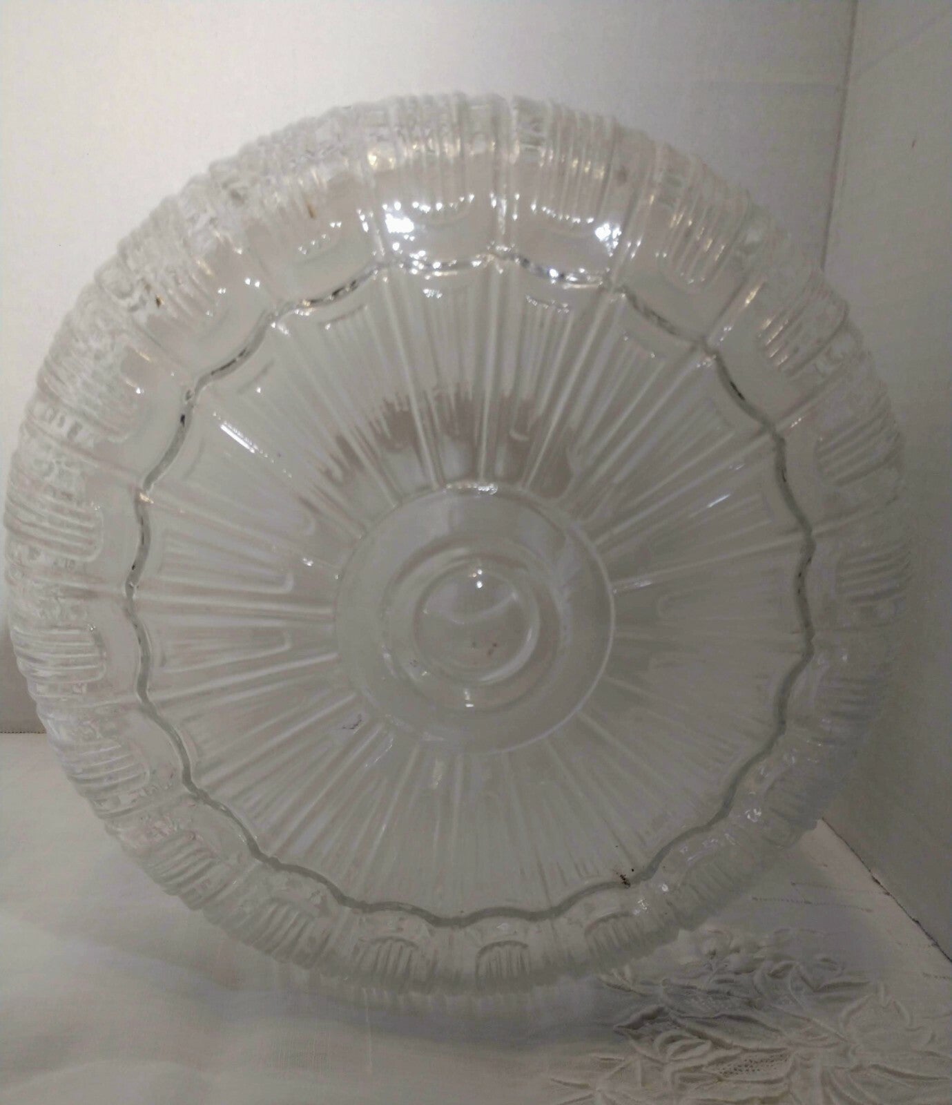 Vintage Ceiling Light Fixture Round Clear Frosted Glass Globe