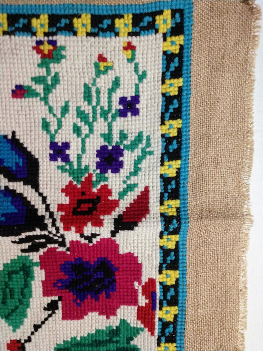 Antique Needlepoint Wall Hanging Unframed