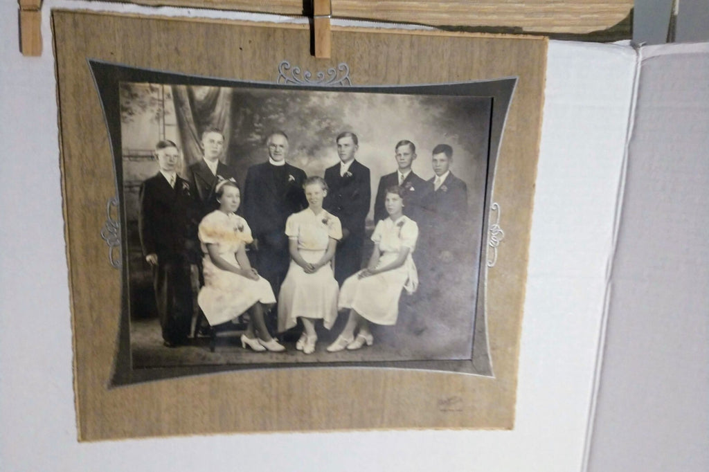 1940's Old Black and White Photograph Nelson Studio Wheaton Mn Ministers Family
