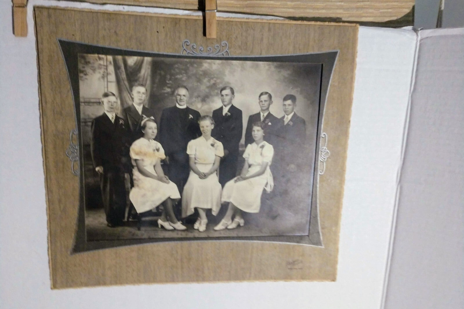 1940's Old Black and White Photograph Nelson Studio Wheaton Mn Ministers Family