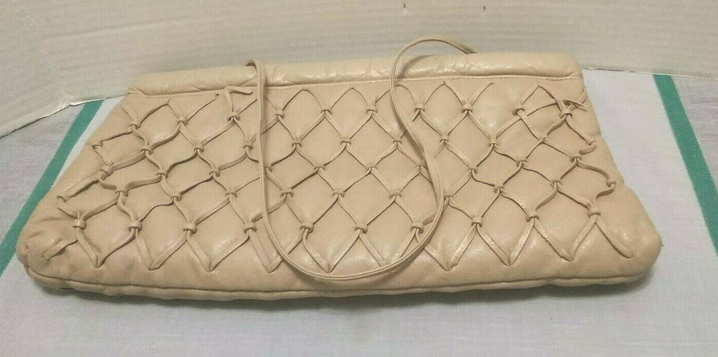 Vintage Leather Handbag Purse Cross-Body Taupe