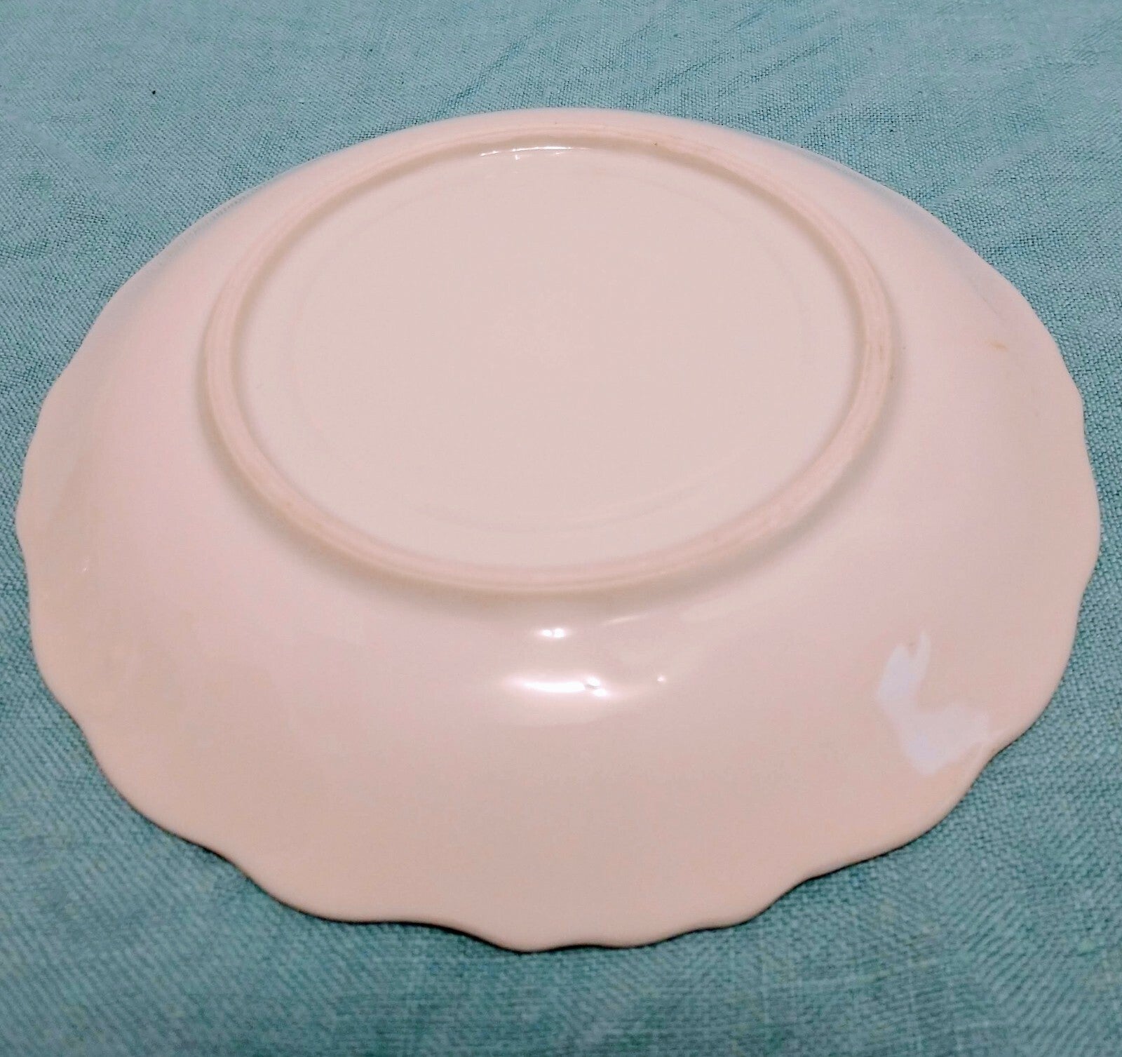 Vintage Porcelain Saucer Floral Pattern Silver Scalloped Trim