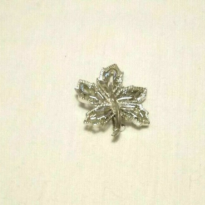Vintage Sterling Silver Maple Leaf Gold Plated Lear Faux Pearl Brooches