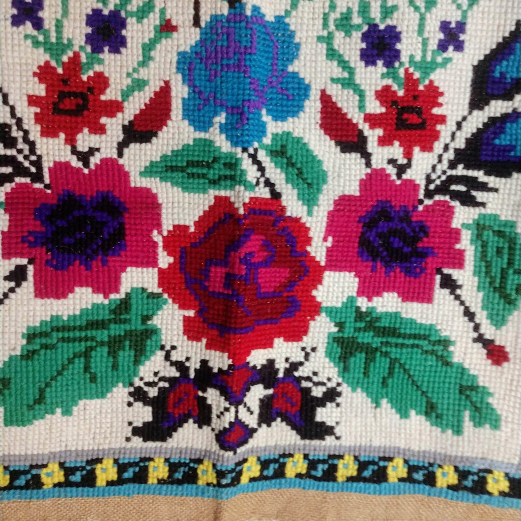 Antique Embroidered Wall Hanging Unframed