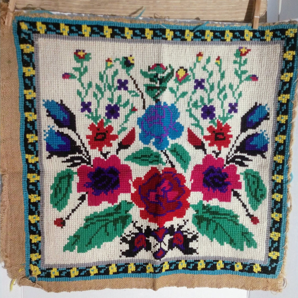 Antique Embroidered Wall Hanging Unframed