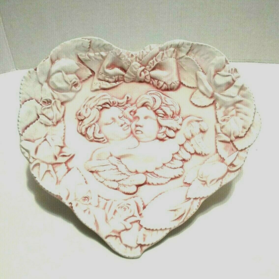Cherub Heart Shaped Porcelain Dish #7360 Italy