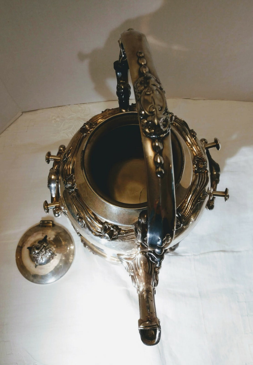 VTG Sheridan Silver Platted Tilt Tea Coffee Pot Stand Warmer Burner 3 pcs