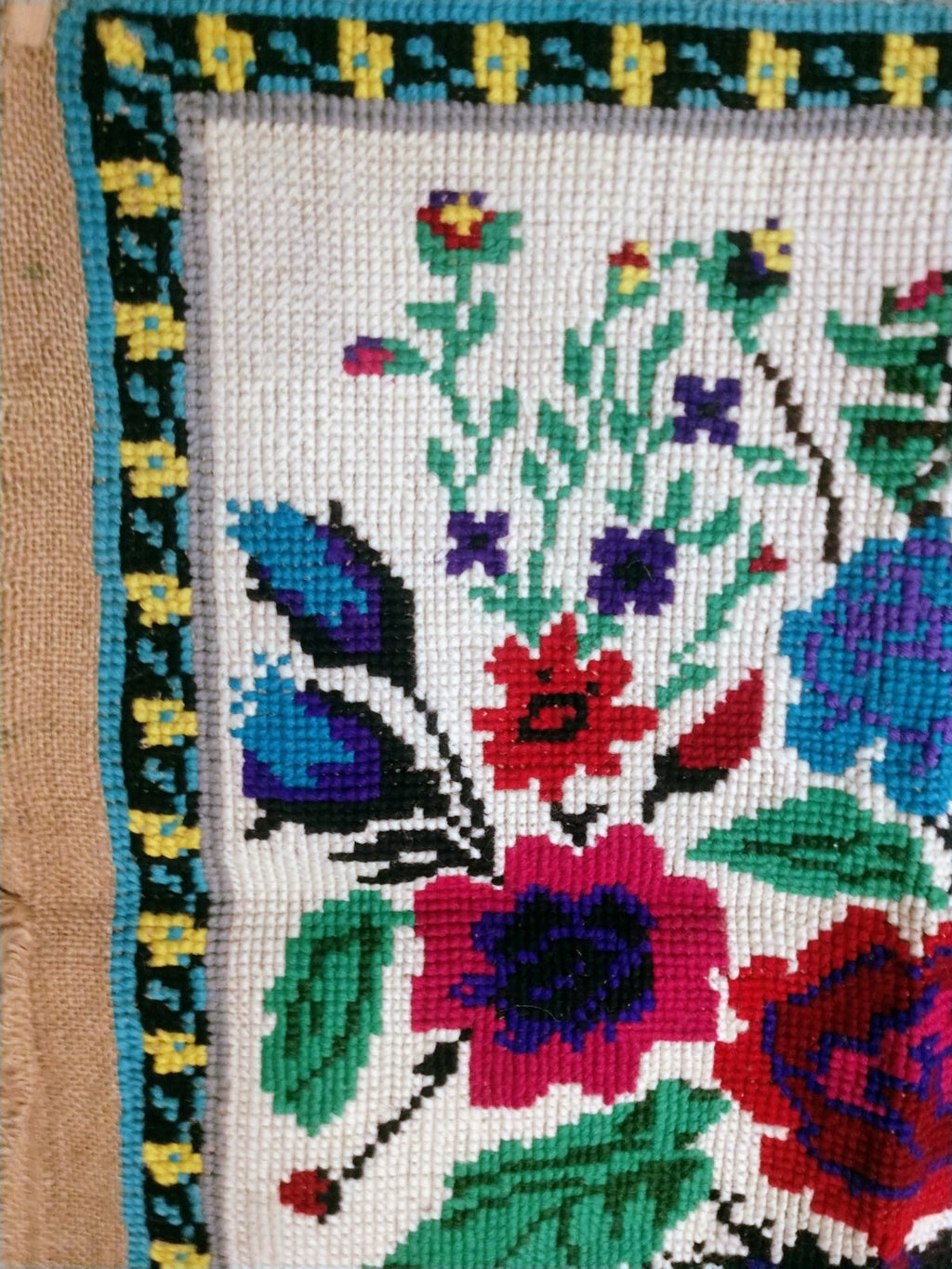 Antique Embroidered Wall Hanging Unframed