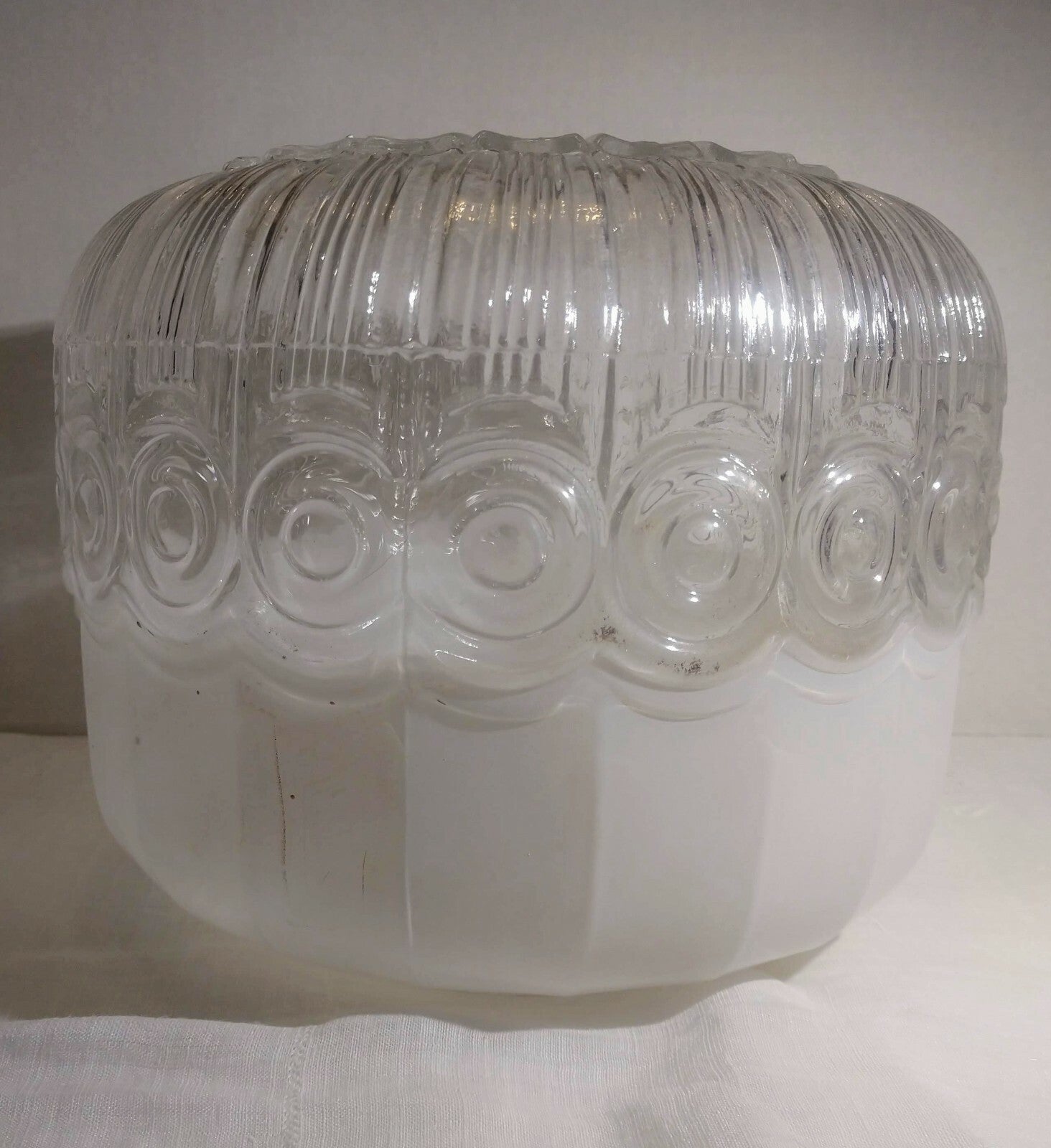 Vintage Ceiling Light Fixture Round Clear Frosted Glass Globe