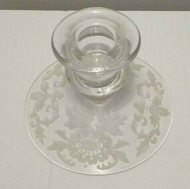 Vintage Cambridge Lorna Pattern Etched Depression Candle Holders
