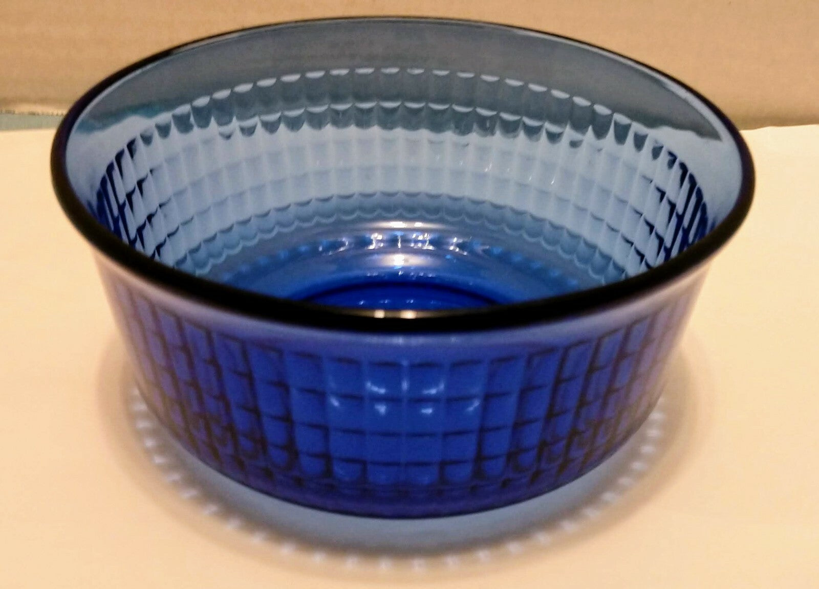 Mexican Cobalt Blue Checkered Texture Glass Bowl