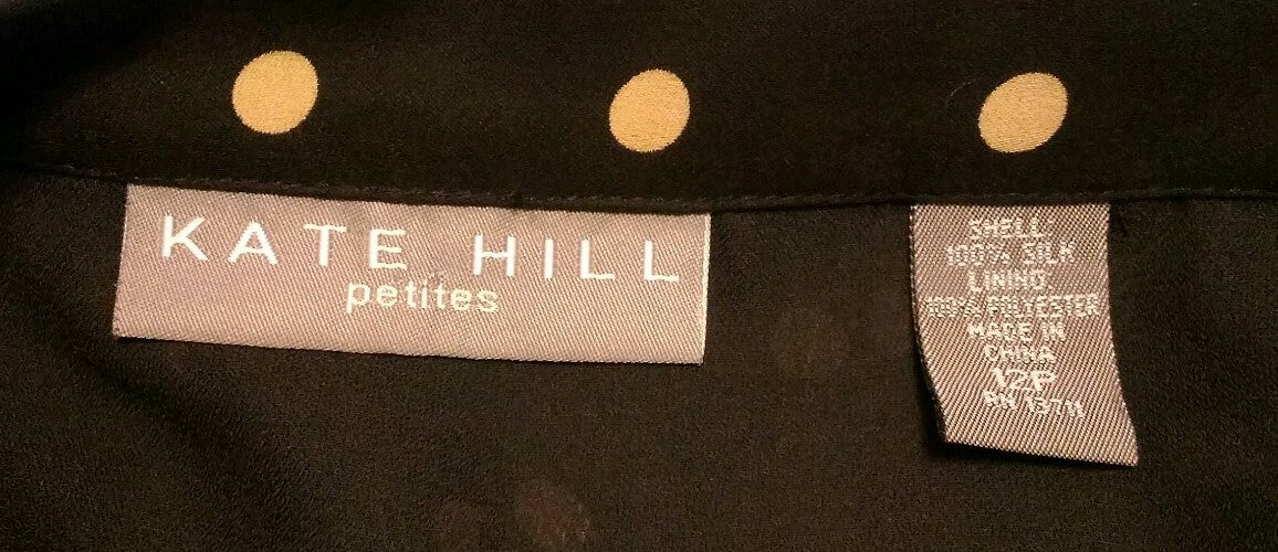 Silk Skirt Pleated Polka Dot Kate Hill Size 12P