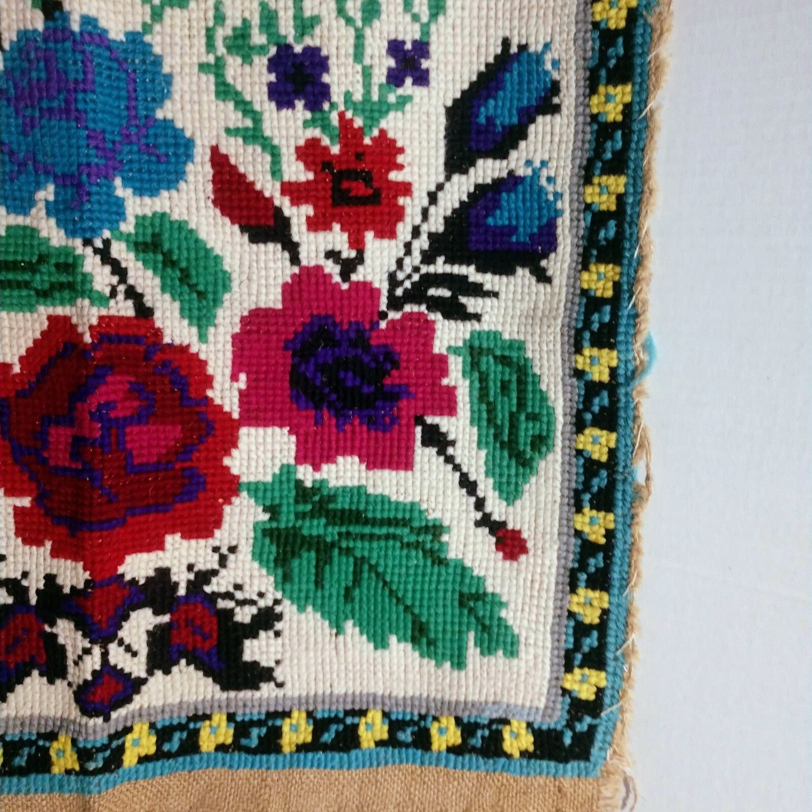 Antique Embroidered Wall Hanging Unframed