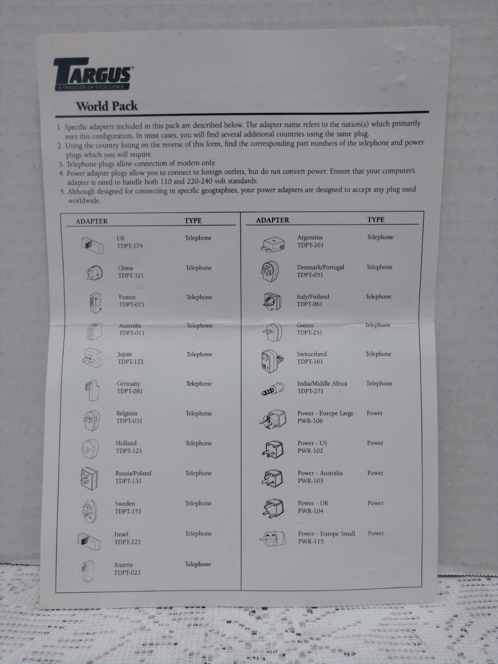 Vintage Targus World Pack Adapters and Chargers