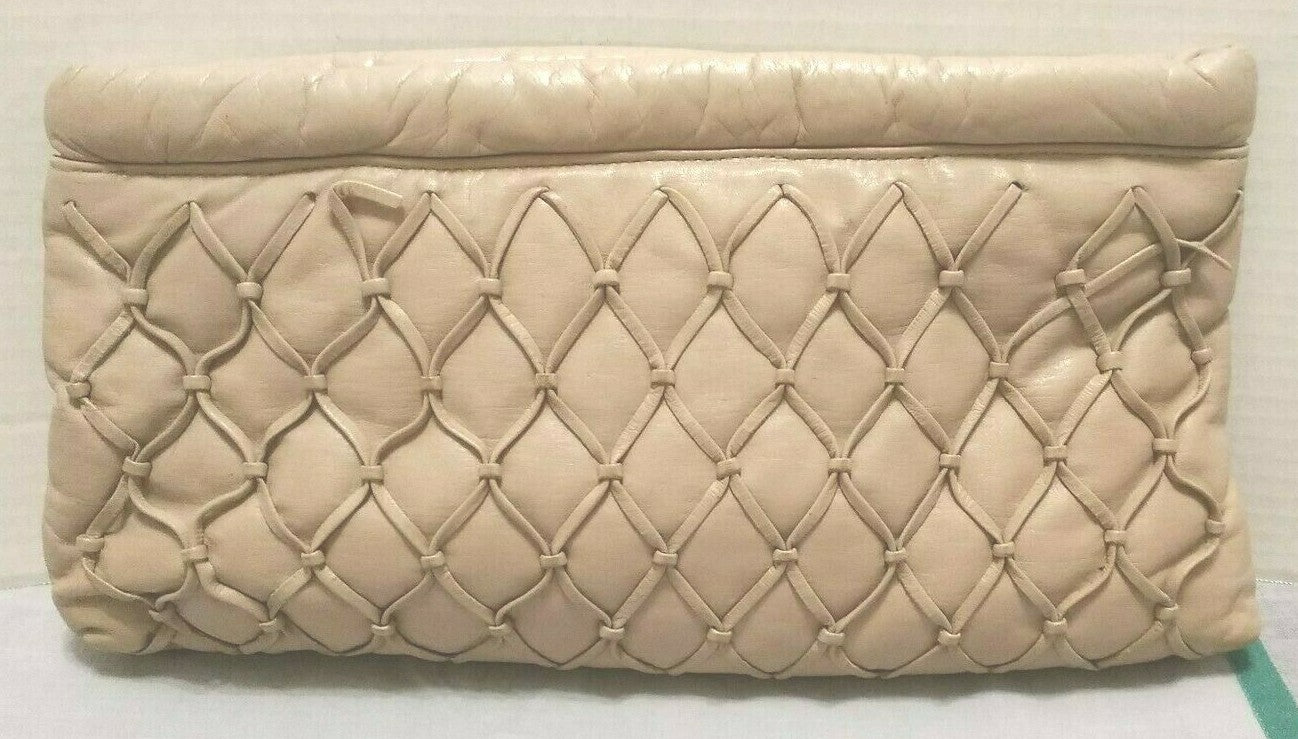 Vintage Leather Handbag Purse Cross-Body Taupe