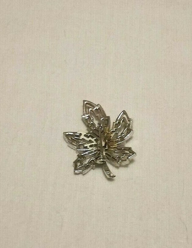 Vintage Sterling Silver Maple Leaf Gold Plated Lear Faux Pearl Brooches