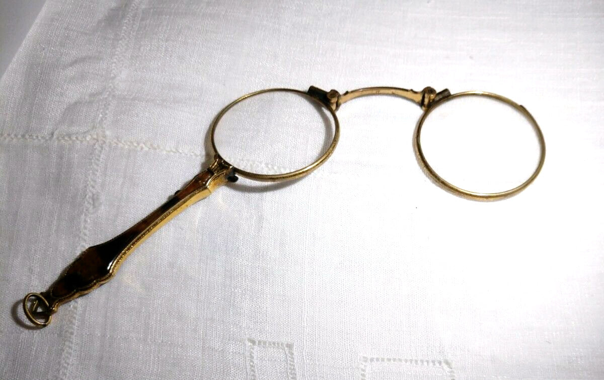 Antique Lorgnette Magnifying Opera Glasses Gold Plated