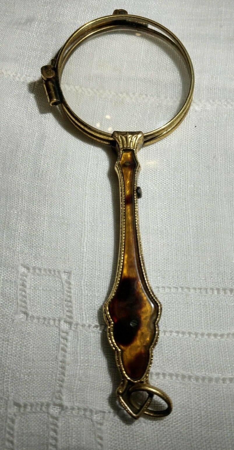 Antique Lorgnette Magnifying Opera Glasses Gold Plated